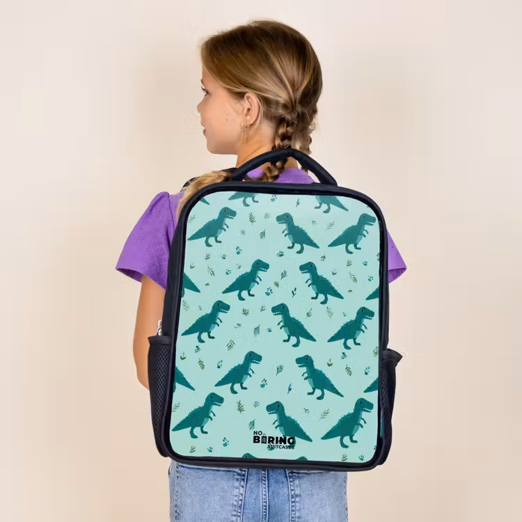 Kids backpack - Black - Dinos - Pattern - Green — 4