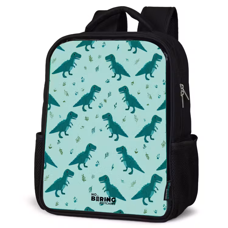 Kids backpack - Black - Dinos - Pattern - Green — 6