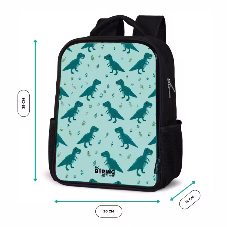 Kids backpack - Black - Dinos - Pattern - Green — 8