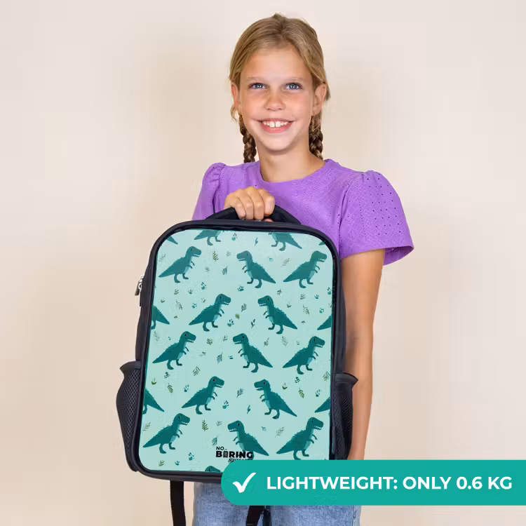 Kids backpack - Black - Dinos - Pattern - Green — 9