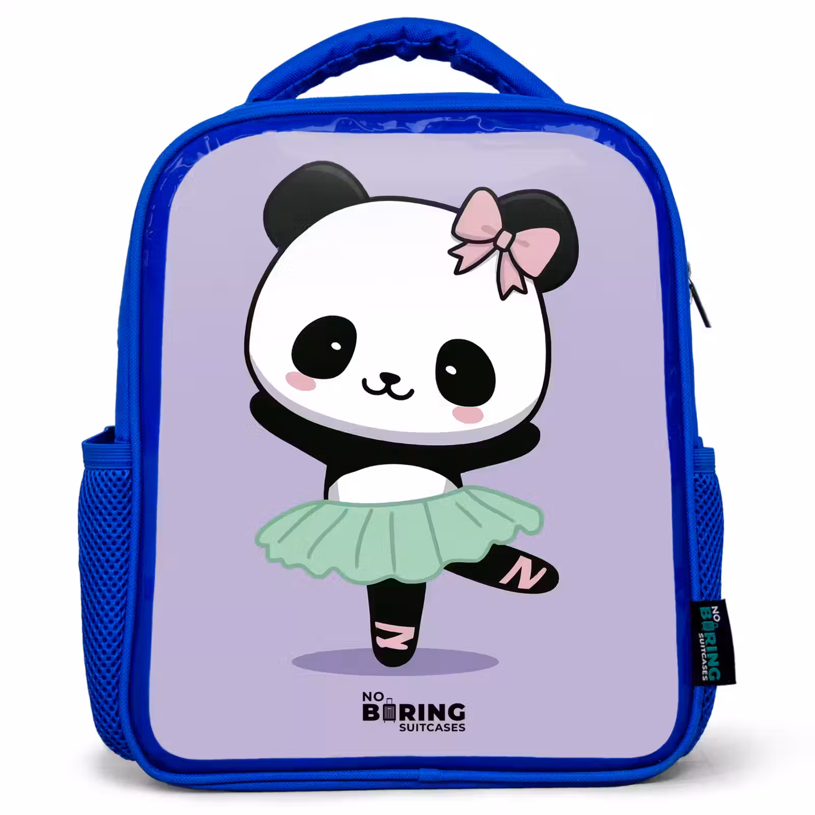 Kids backpack with name - Blue - Kawai - Ballet - Panda — 1