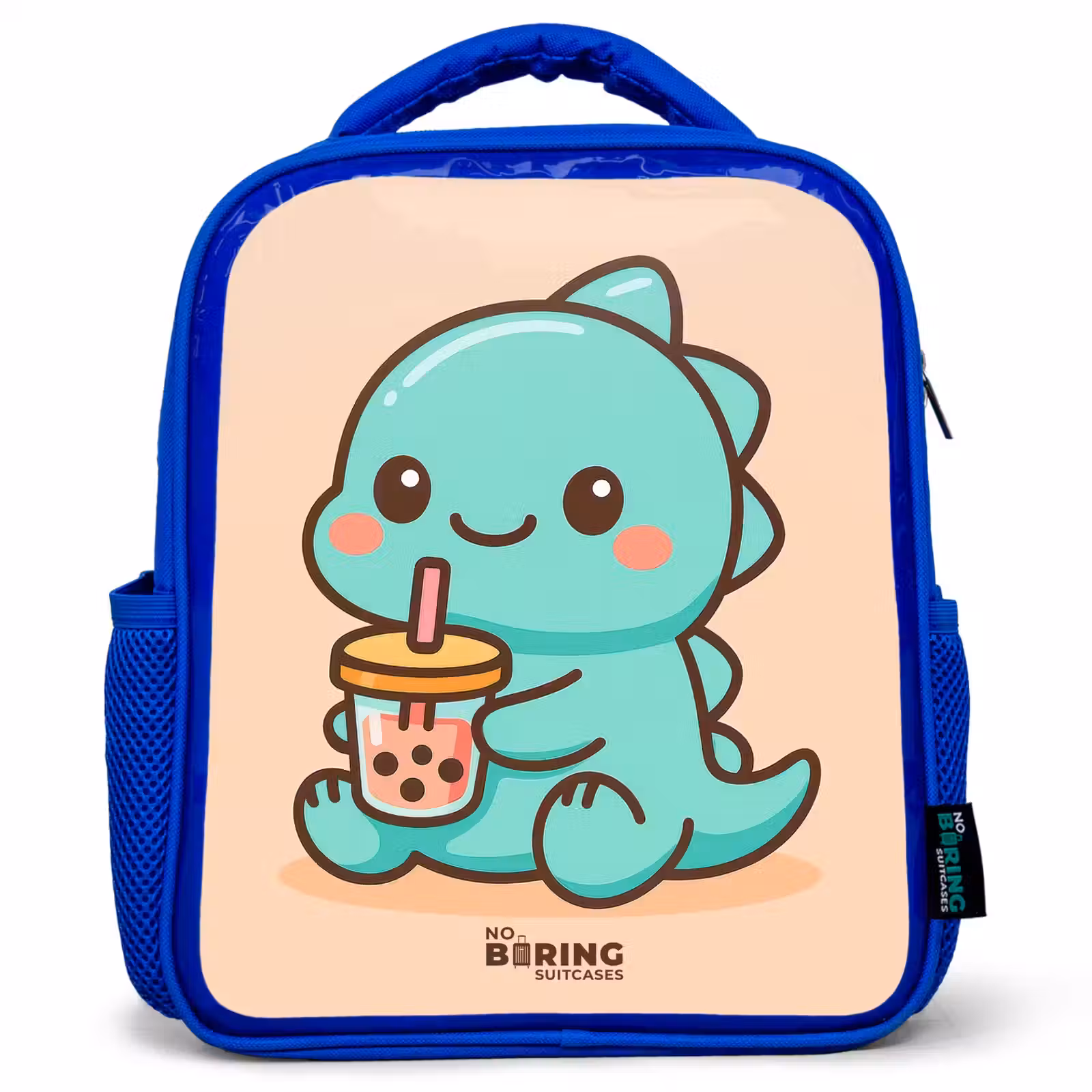 Kids backpack with name - Blue - Kawai - Dino - Bubbletea — 1