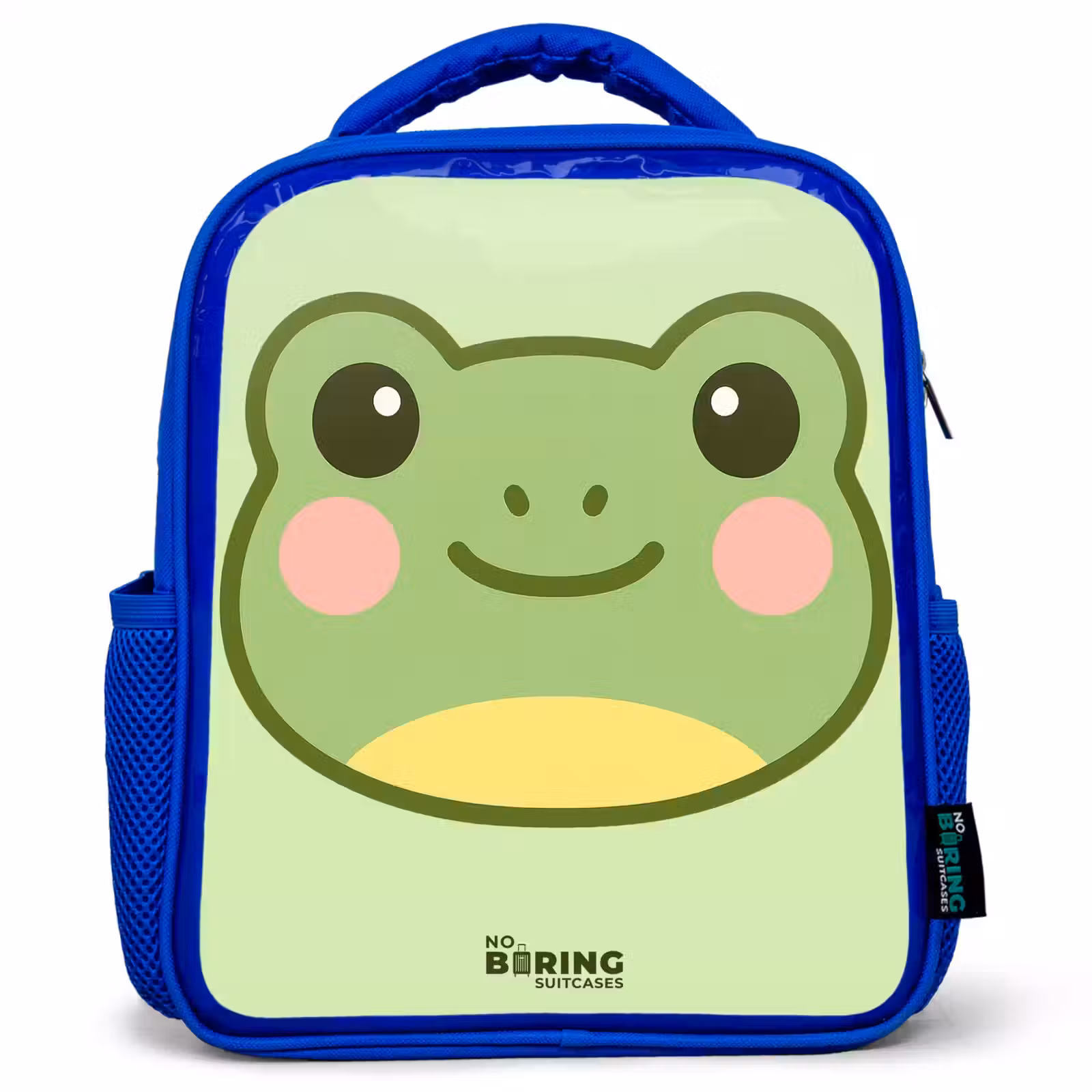Kids backpack with name - Blue - Kawai - Frog - Green — 1