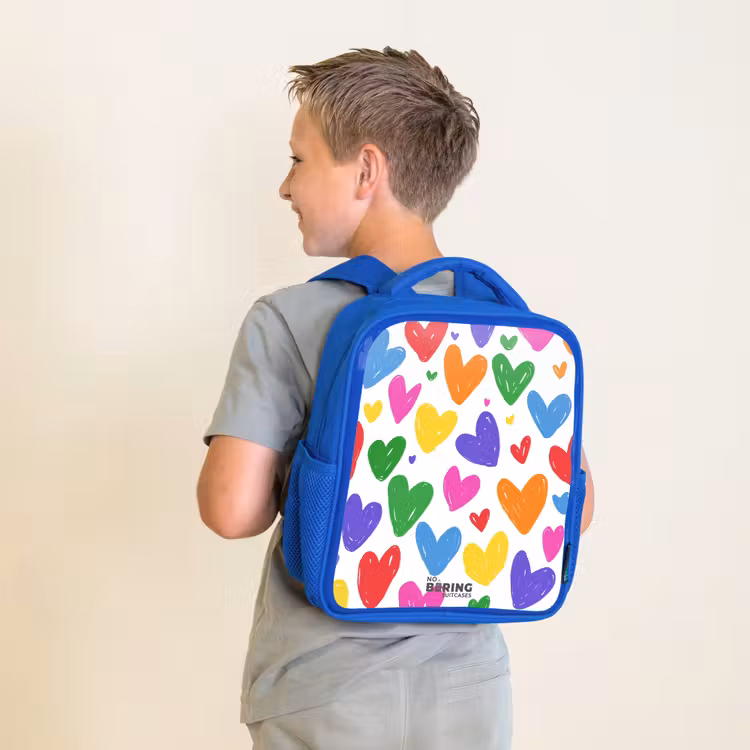 Kids backpack - Blue - Colored hearts — 2