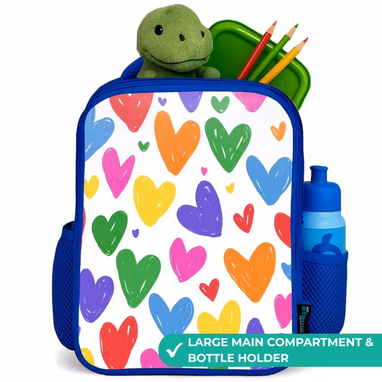 Kids backpack - Blue - Colored hearts — 5