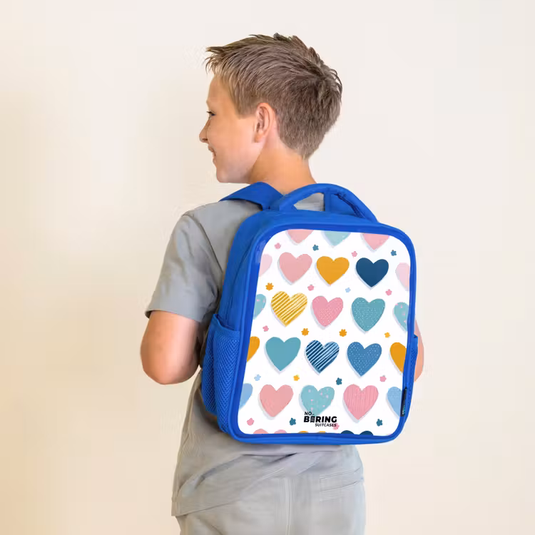 Kids backpack - Blue - Heart pattern — 2