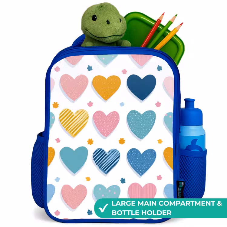 Kids backpack - Blue - Heart pattern — 5