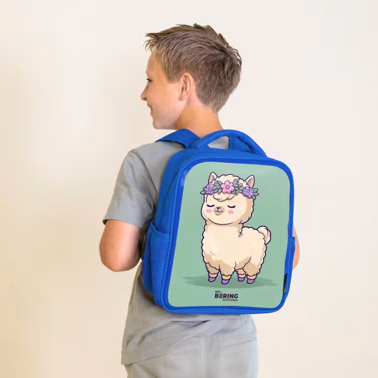 Kids backpack - Blue - Kawai - Alpaca - Green — 2