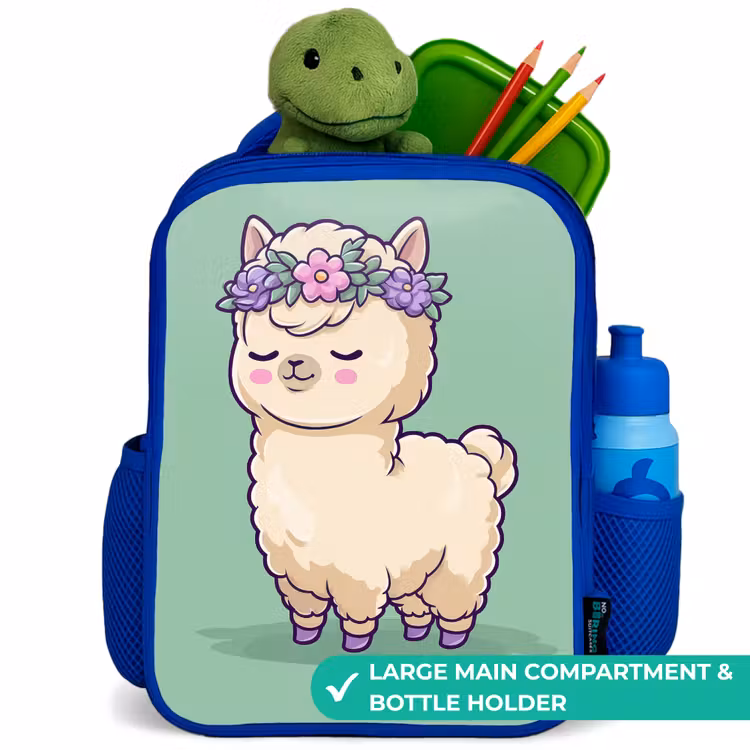 Kids backpack - Blue - Kawai - Alpaca - Green — 5