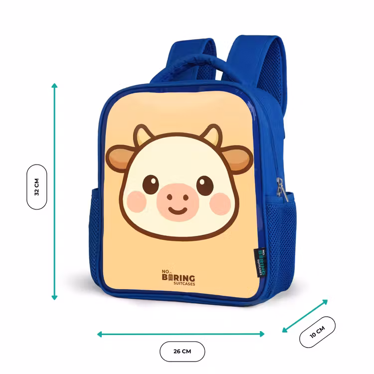 Kids backpack - Blue - Kawai - Cow - Brown — 6
