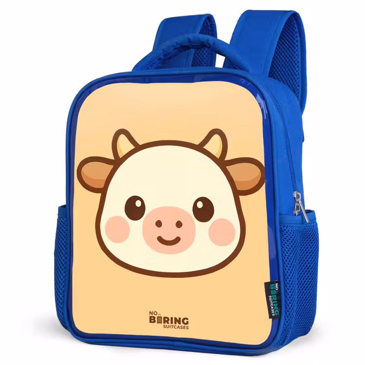 Kids backpack - Blue - Kawai - Cow - Brown — 7