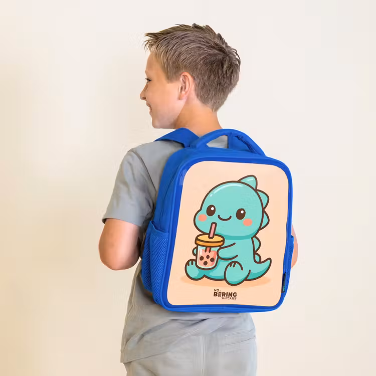 Kids backpack - Blue - Kawai - Dino - Bubbletea — 2