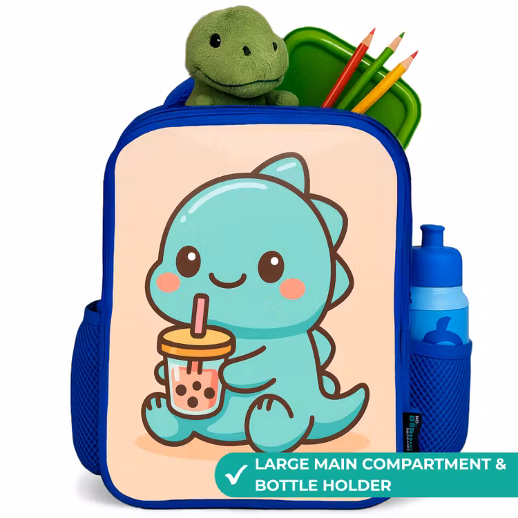 Kids backpack - Blue - Kawai - Dino - Bubbletea — 5