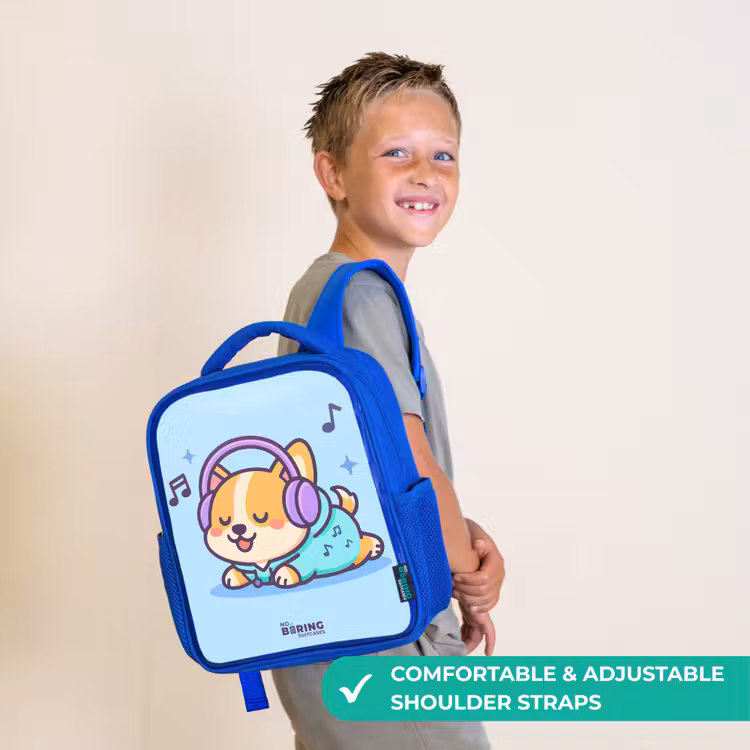 Kids backpack - Blue - Kawai - Dog - Music — 4