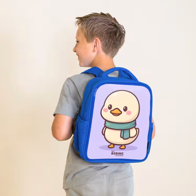 Kids backpack - Blue - Kawai - Duck - Scarf — 2