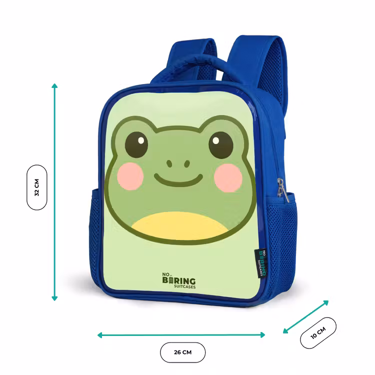 Kids backpack - Blue - Kawai - Frog - Green — 6