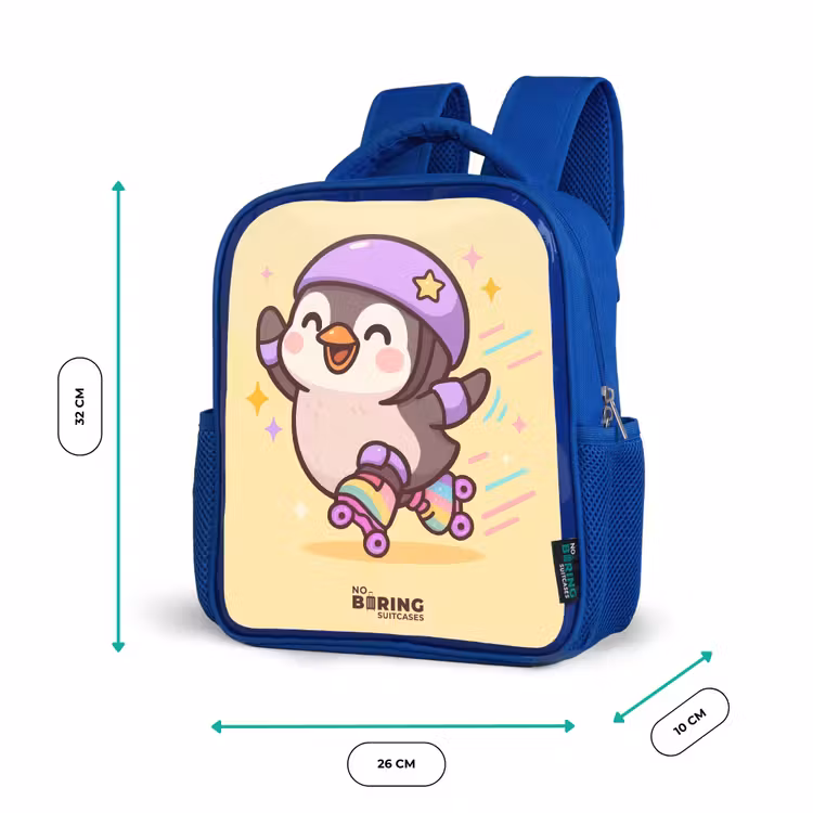 Kids backpack - Blue - Kawai - Penguin - Roller skates — 6