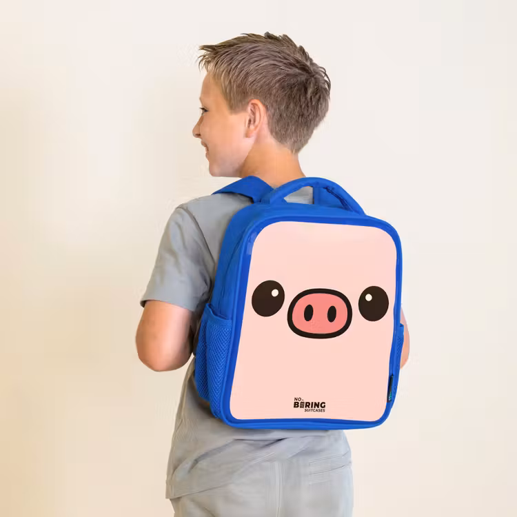 Kids backpack - Blue - Kawai - Pig - Pink — 2