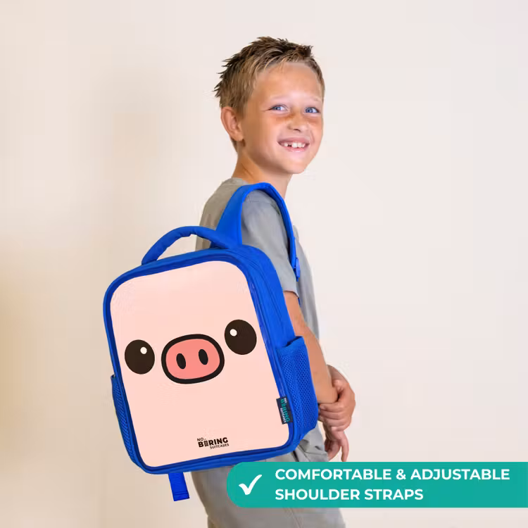 Kids backpack - Blue - Kawai - Pig - Pink — 4