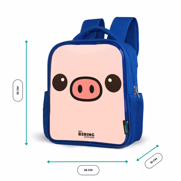 Kids backpack - Blue - Kawai - Pig - Pink — 6