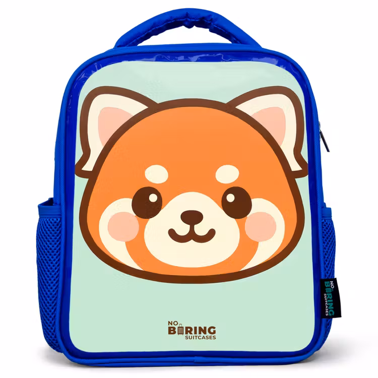 Kids backpack - Blue - Kawai - Red panda - Green — 1