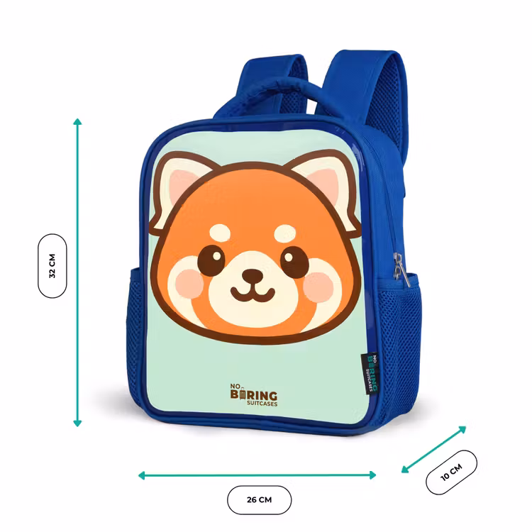 Kids backpack - Blue - Kawai - Red panda - Green — 6