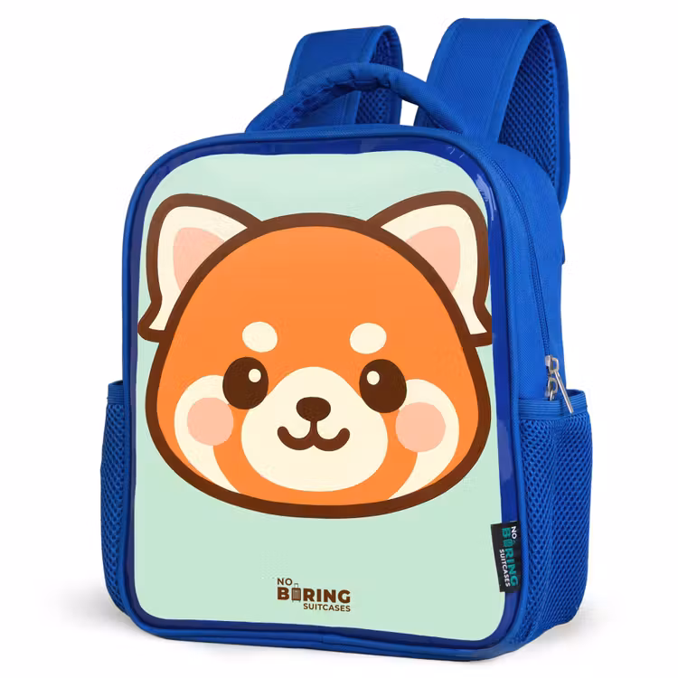 Kids backpack - Blue - Kawai - Red panda - Green — 7