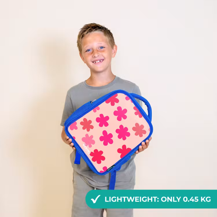 Kids backpack - Blue - Pink flowers — 3