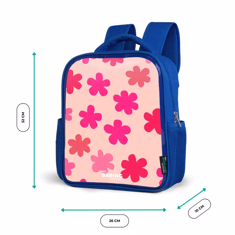 Kids backpack - Blue - Pink flowers — 6
