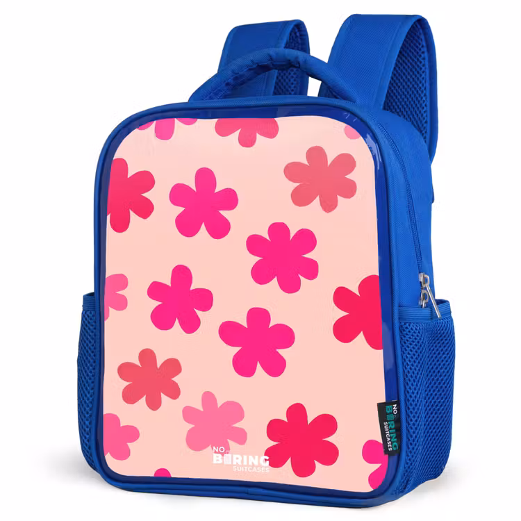 Kids backpack - Blue - Pink flowers — 7