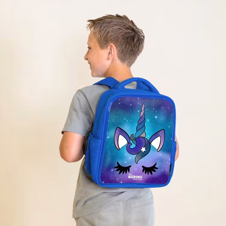Kids backpack - Blue - Purple unicorn — 2