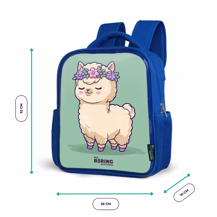Kids backpack with name - Blue - Kawai - Alpaca - Green — 6