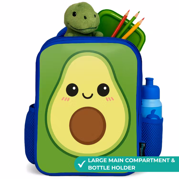 Kids backpack with name - Blue - Kawai - Avocado - Green — 5