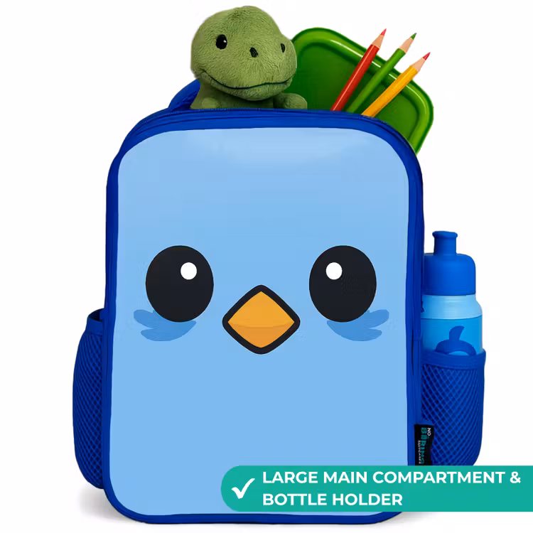 Kids backpack with name - Blue - Kawai - Bird - Blue — 5