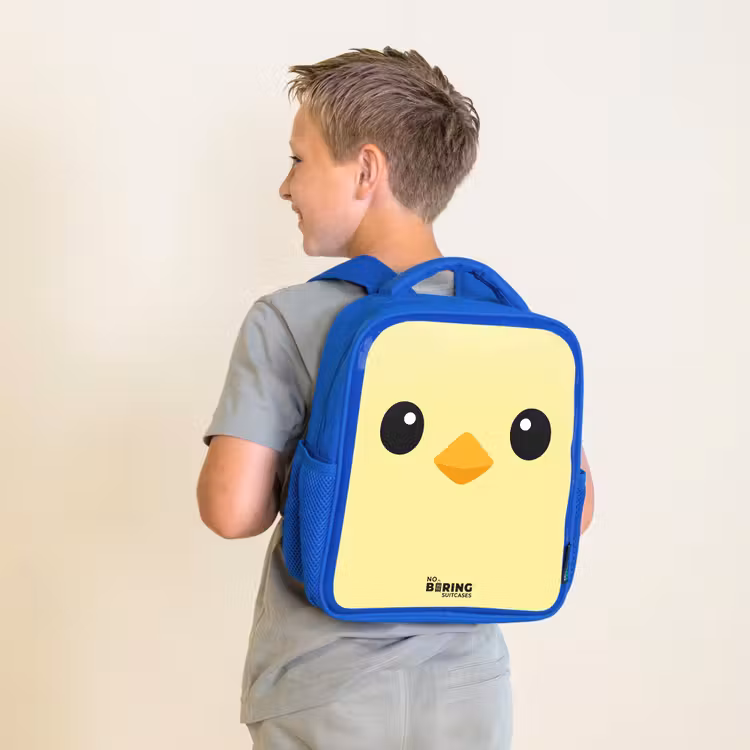 Kids backpack with name - Blue - Kawai - Chick - Yellow — 2