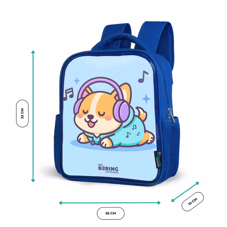 Kids backpack with name - Blue - Kawai - Dog - Music — 6