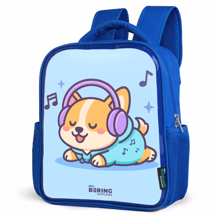 Kids backpack with name - Blue - Kawai - Dog - Music — 7