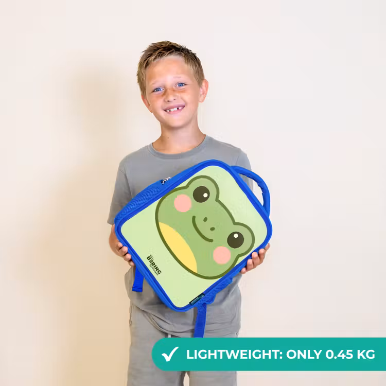 Kids backpack with name - Blue - Kawai - Frog - Green — 3