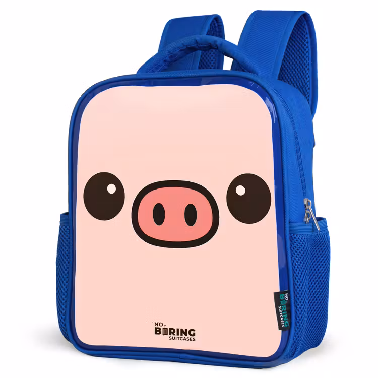 Kids backpack with name - Blue - Kawai - Pig - Pink — 7