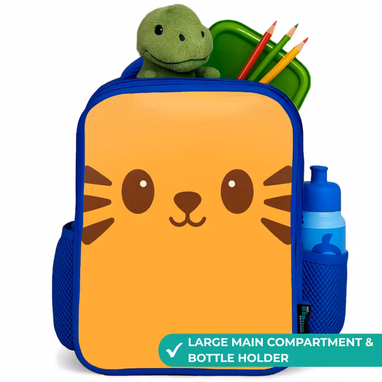 Kids backpack with name - Blue - Kawai - Tiger - Orange — 5