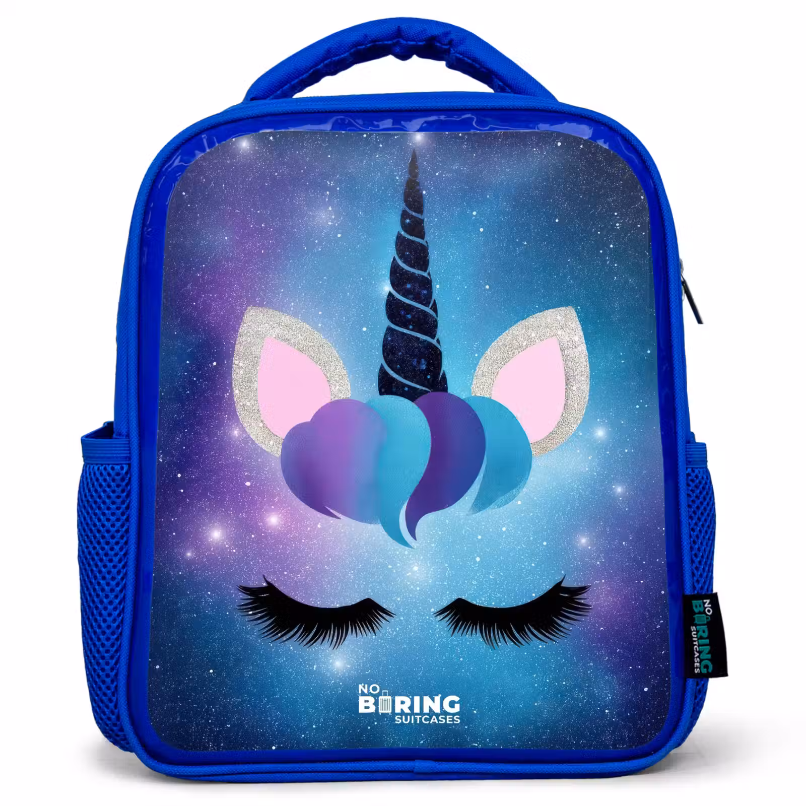 Kids backpack - Blue - Unicorn on a starry sky background — 1