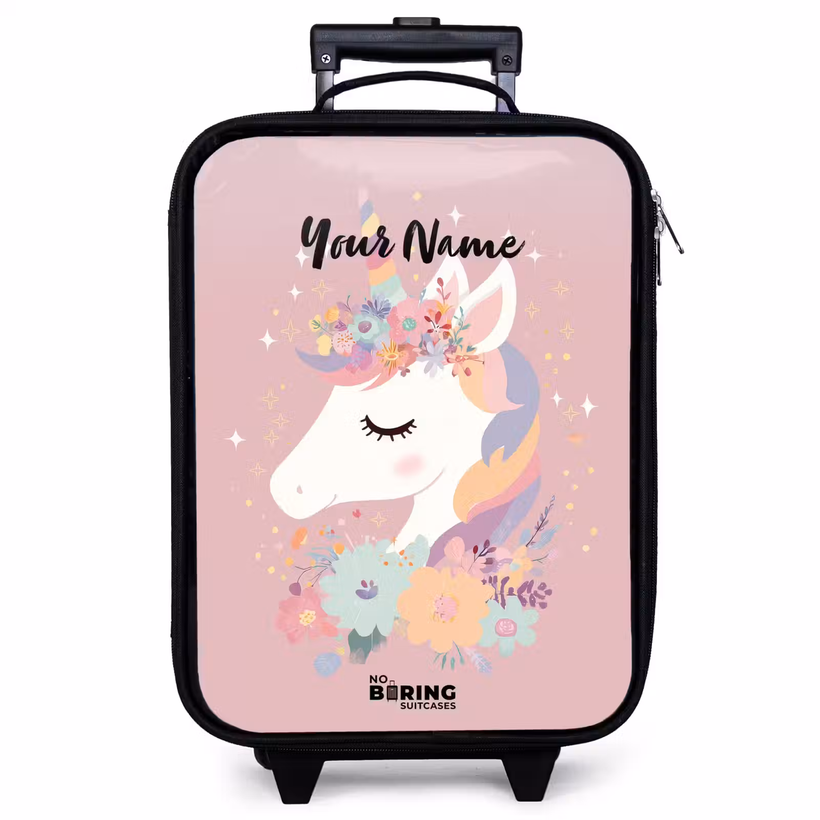 Children's suitcase - Unicorn - Pink - Flowers — 1