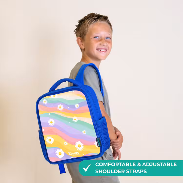 Kids backpack - Blue - Daisies on rainbow background — 4