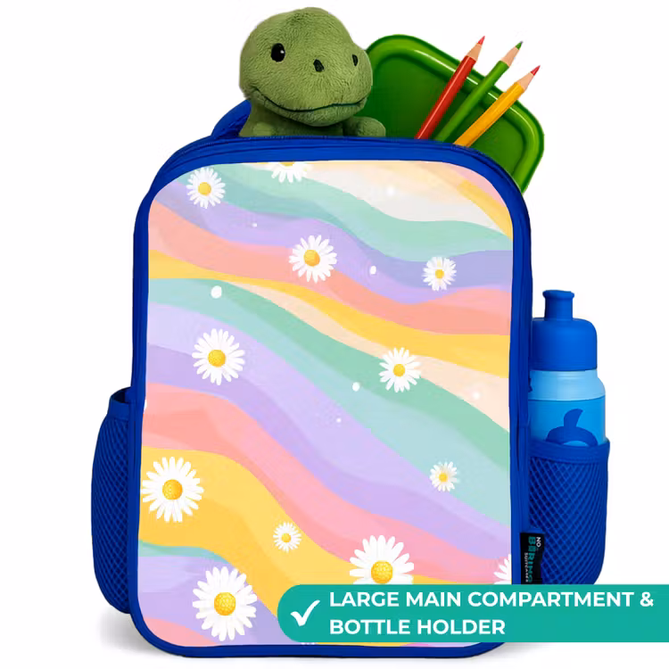 Kids backpack - Blue - Daisies on rainbow background — 5