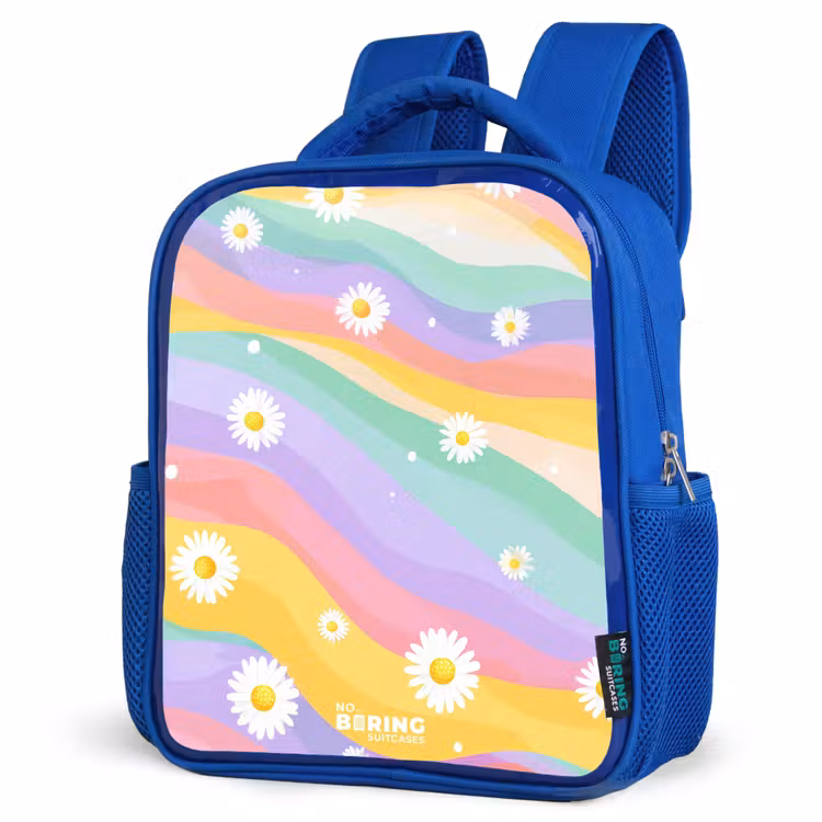 Kids backpack - Blue - Daisies on rainbow background — 7