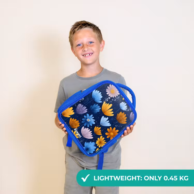 Kids backpack - Blue - Flowers on a dark blue background — 3