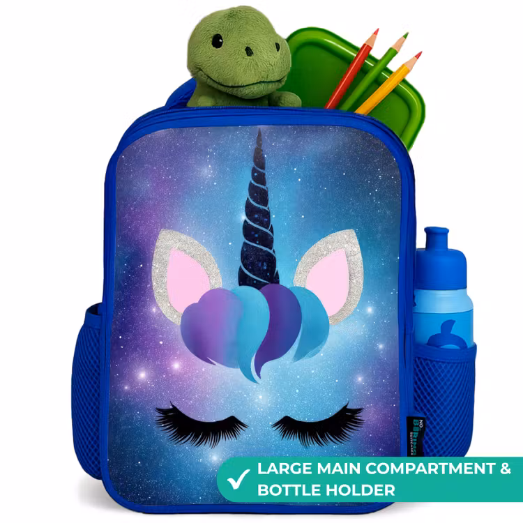 Kids backpack - Blue - Unicorn on a starry sky background — 5