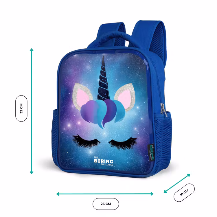 Kids backpack - Blue - Unicorn on a starry sky background — 6