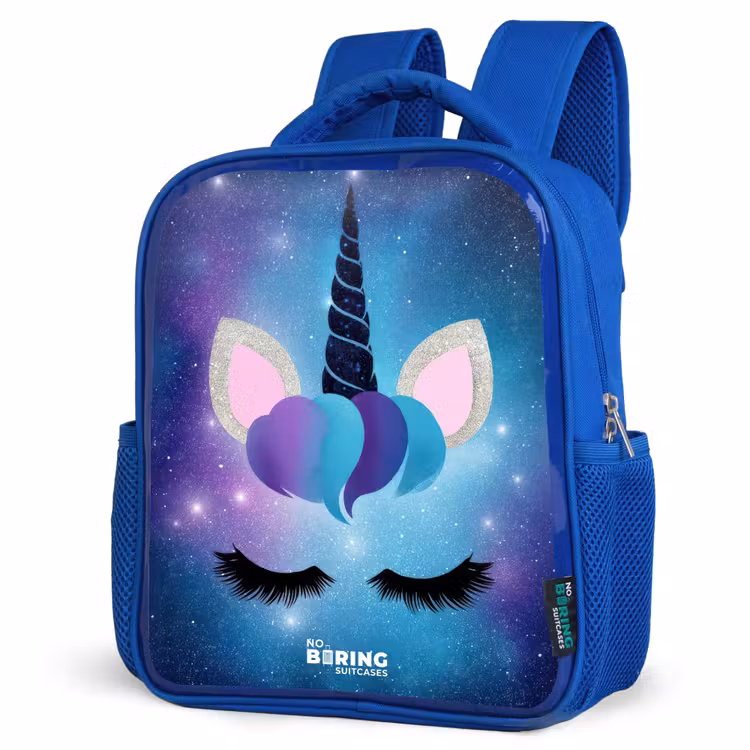 Kids backpack - Blue - Unicorn on a starry sky background — 7