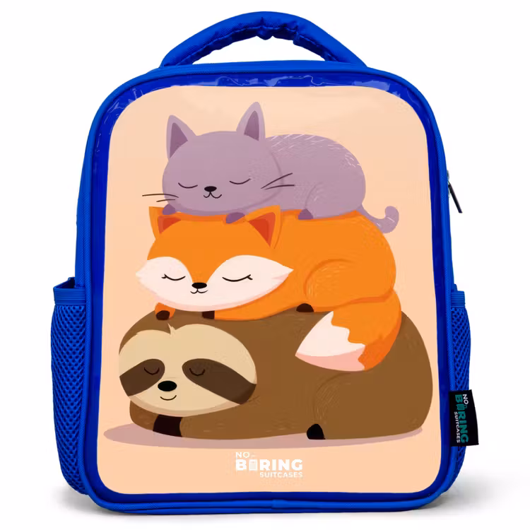 Kids backpack with name - Blue - Animals - Sleep - Together — 1